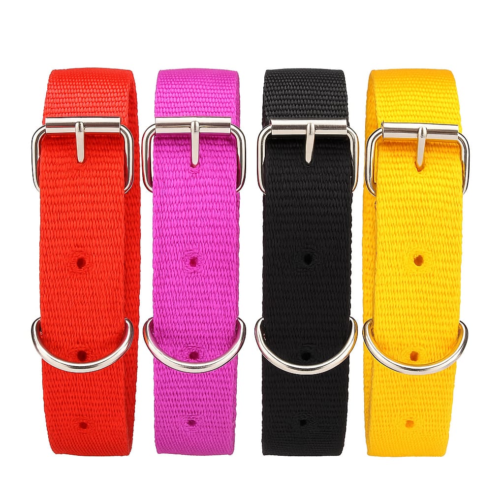 4 Colour Dog Collar for Small & Medium Dogs – 20" Adjustable Neck Belt | Pink,Red, Yellow & Black | Soft, Durable & Stylish Pet Accessory | 4 Pcs Dog & Cat's Everydayuse Collar, Pack of 4