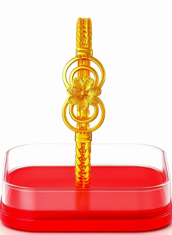 Gold Plated Floral Noa Bracelet for Women & Girls | 2.6 Size Traditional Copper Yellow Kada | Waterproof & Anti-Tarnish Ethnic Bangle