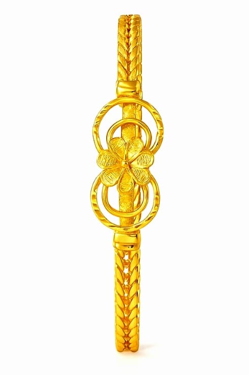 Gold Plated Floral Noa Bracelet for Women & Girls | 2.6 Size Traditional Copper Yellow Kada | Waterproof & Anti-Tarnish Ethnic Bangle - Image 2