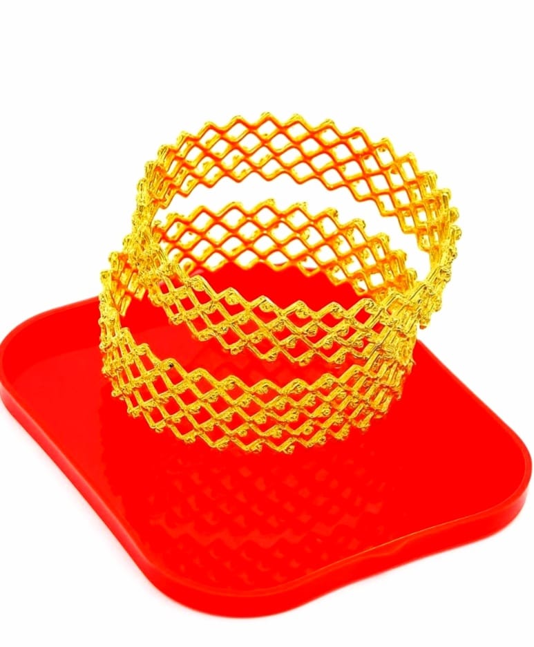 Gold Plated 1 Pair Bangles & Bracelets for Women & Girls | Traditional Chur Set | Ethnic Indian Jewelry for Weddings, Festivals & Daily Wear