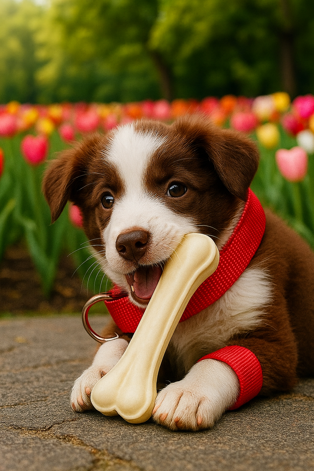 5" Durable Dog Chew Bones – Pack of 2 for Small & Medium Aggressive Chewers – Long-Lasting Natural Rawhide Treats with Free Red Dog Collar