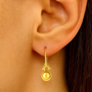 Gold Plated Triangle Drop Ball Earrings – Traditional Design Casual Wear Jewelry for Women & Girls