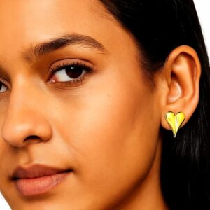Heart-Shaped Gold Plated Stud Earrings – Lightweight Daily Wear Jewelry for Women & Girls (1 Pair)