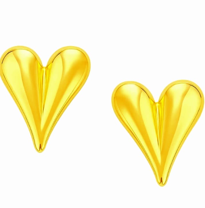 Heart-Shaped Gold Plated Stud Earrings – Lightweight Daily Wear Jewelry for Women & Girls (1 Pair) - Image 3