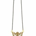 Traditional Gold-Plated Mangalsutra for Women – American Diamond Pendant with Black Beaded Chain