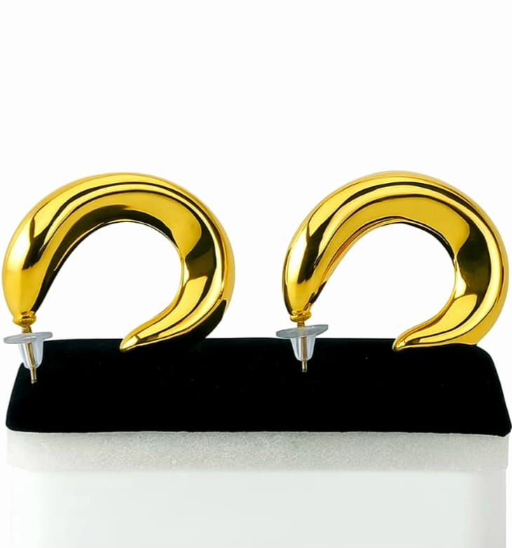 Gold-Plated Half-Moon Hoop Earrings for Women – Stylish Curved Design, Lightweight Daily & Party Wear Jewelry - Image 2
