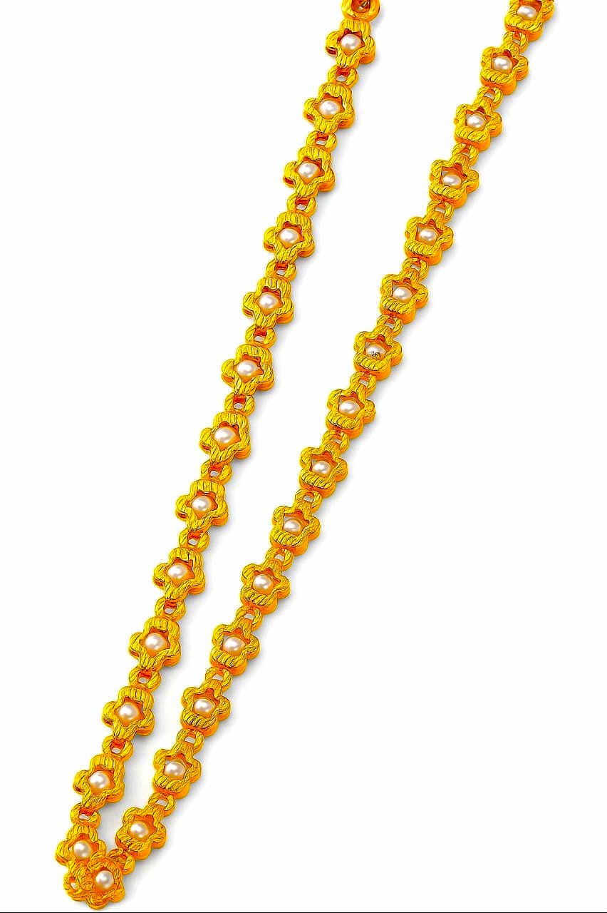 Pearl Flower Chain Necklace for Women & Girls – Gold Plated Handmade Fashion Jewelry