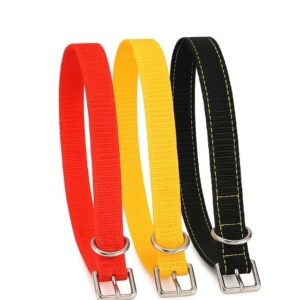 Tricolour Adjustable Dog Collar Pack of 3 for Small & Medium Dogs & Cats – Soft & Durable 20" Neck Belt in Red, Yellow & Black – Stylish Everyday Pet Accessory