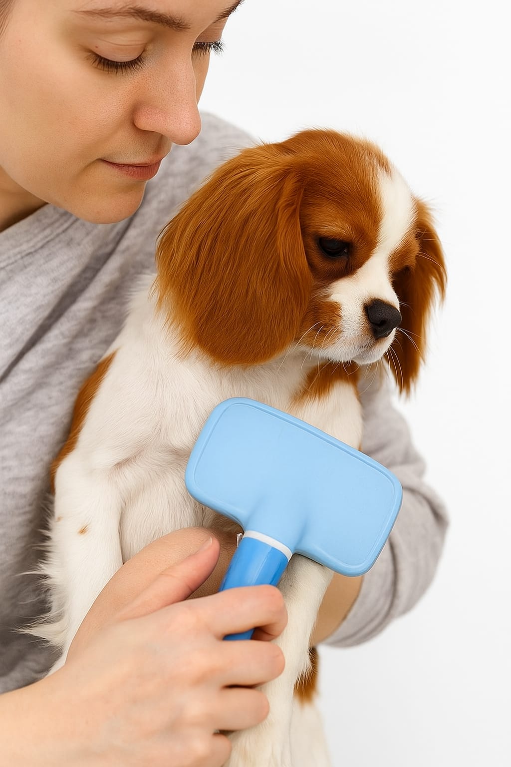 Self-Cleaning Slicker Pet Grooming Brush with Bonus Dog Collar – Rectangular Brush for Dogs & Cats – Easy Hair Removal Tool for All Pets - Image 2