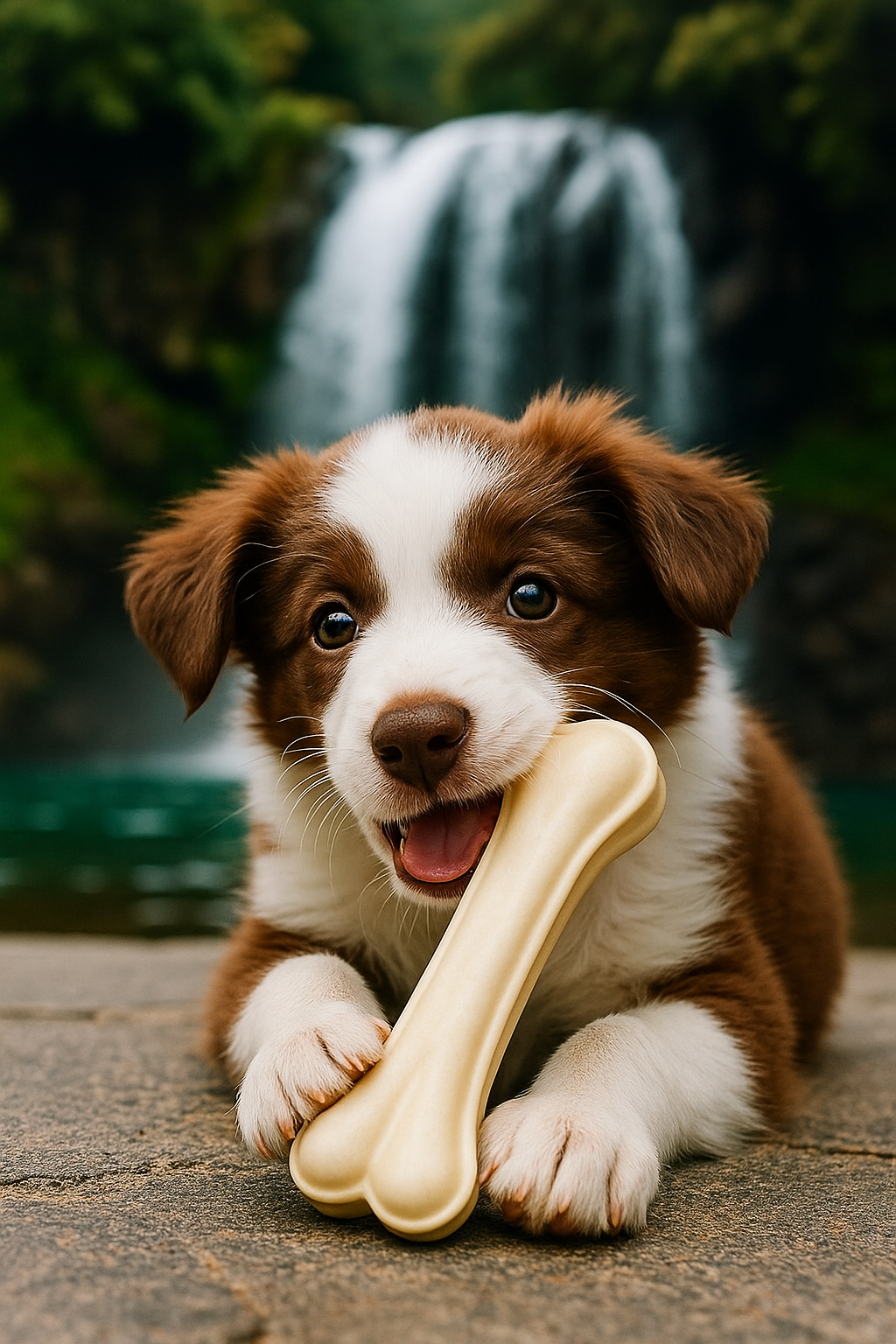 4" Chicken Flavoured Dog Chew Bones (Pack of 2) for Puppies & Small Dogs – Rawhide-Free, Natural & Gentle – Bonus Red Dog Collar Included